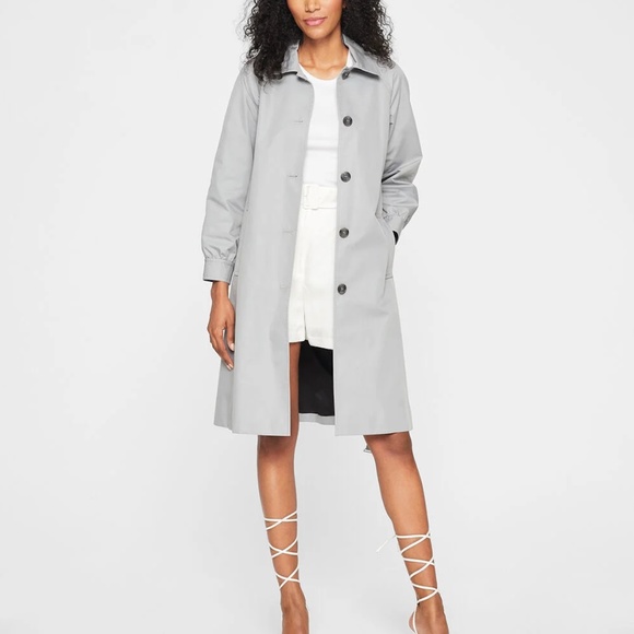 Gathered Trench Coat - Brand New - NEVER WORN - Blue Grey - Picture 4 of 5